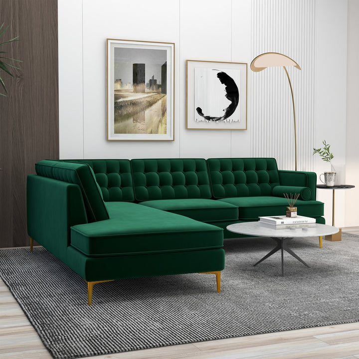 Brooke Green Sectional Sofa Left Facing Image 3