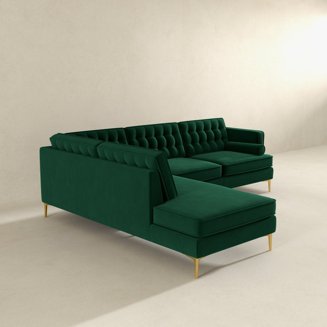 Brooke Green Sectional Sofa Left Facing Image 6