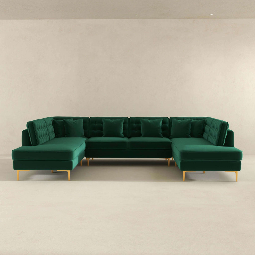 Brooke Velvet U Shape Corner Sofa Image 4