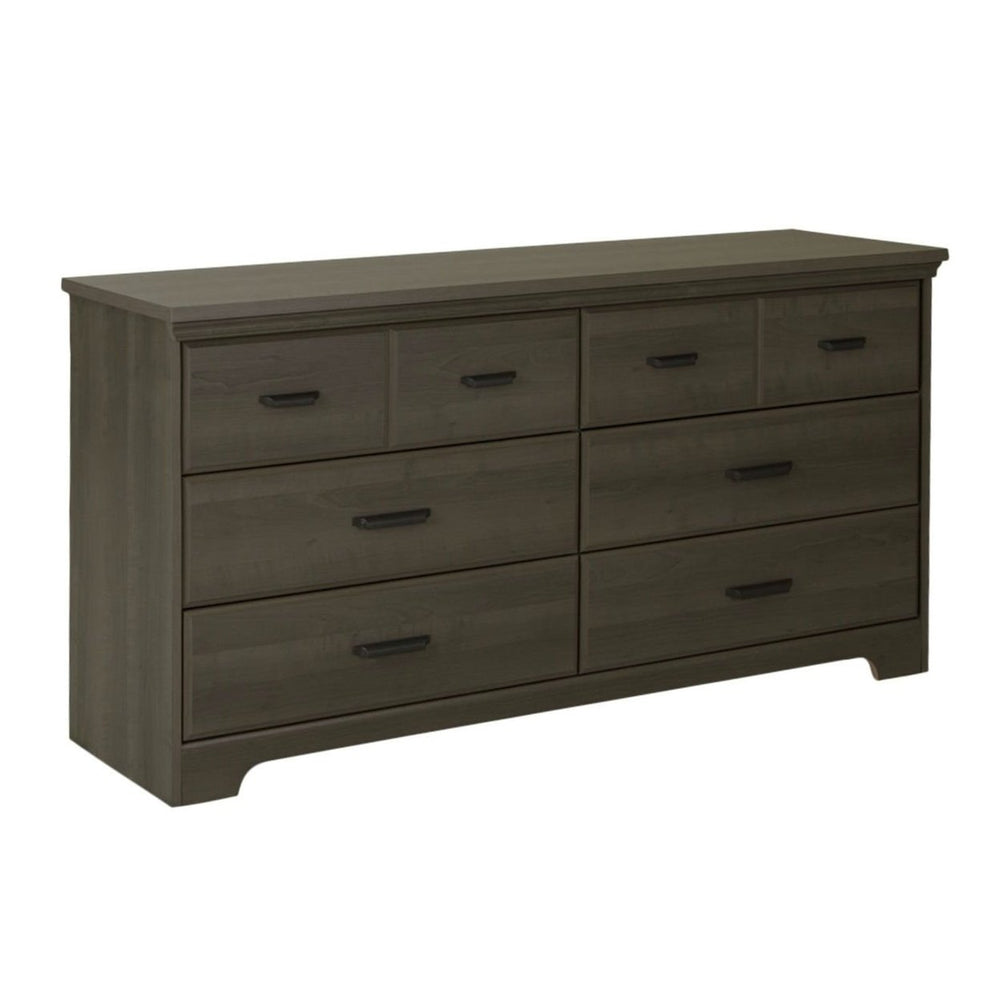 Bedroom 6-Drawer Double Dresser Wardrobe Cabinet in Grey Maple Finish Image 2