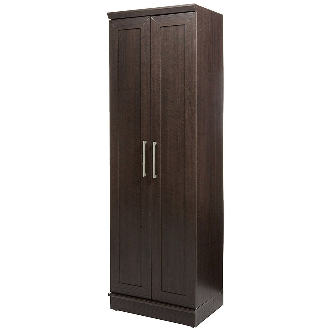 Bedroom Wardrobe Cabinet Storage Closet Organizer in Dark Brown Oak Finish Image 1