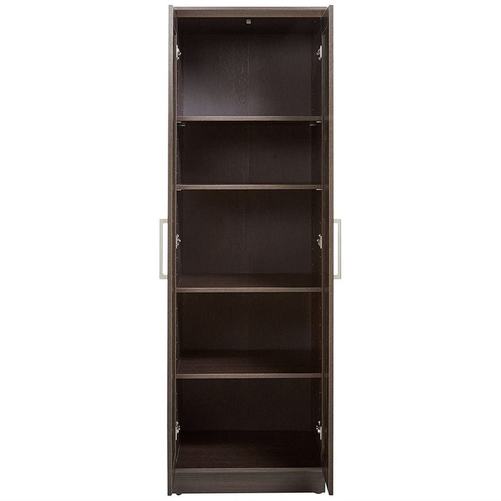 Bedroom Wardrobe Cabinet Storage Closet Organizer in Dark Brown Oak Finish Image 2