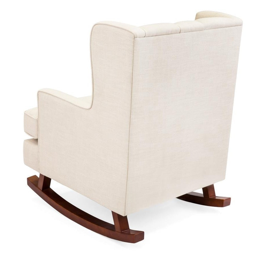 Beige Soft Tufted Upholstered Wingback Rocker Rocking Chair Image 3