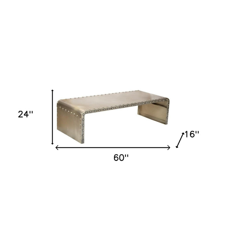 Bench Shaped Metal Coffee Table Image 4