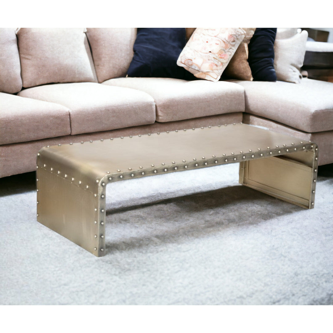 Bench Shaped Metal Coffee Table Image 5