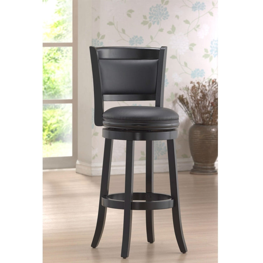 Black 29-inch Swivel Seat Barstool with Faux Leather Cushion Seat Image 1