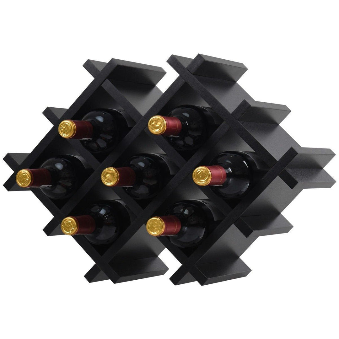 Black 5 Piece Wall Mounted Wine Rack Set with Storage Shelves Image 4