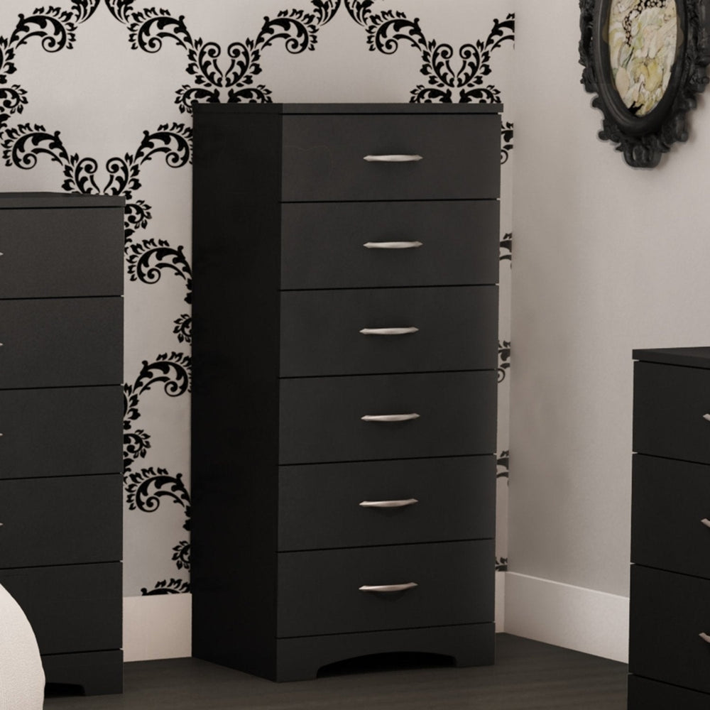 Black 6-Drawer Lingerie Chest for Contemporary Bedroom Image 2