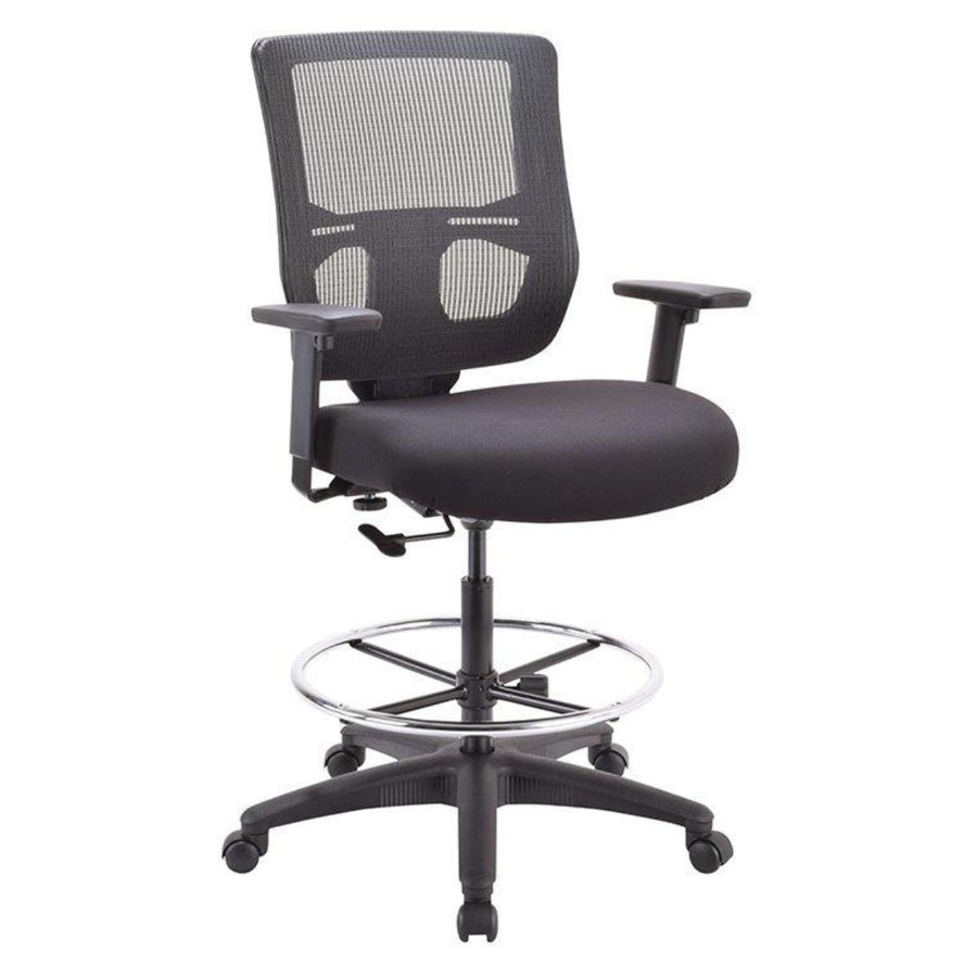 Black Adjustable Swivel Mesh Rolling Drafting Chair Image 1