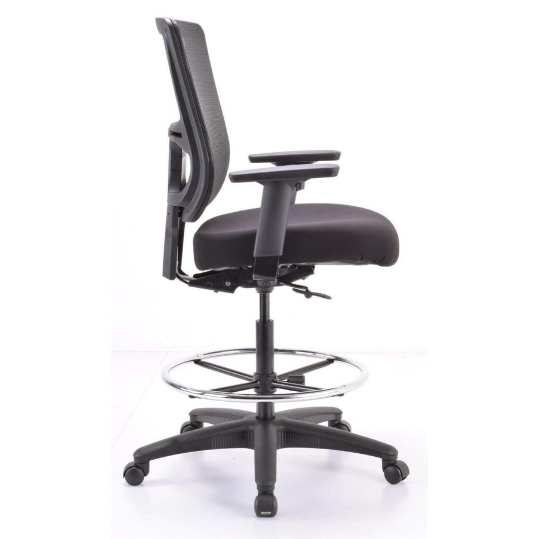 Black Adjustable Swivel Mesh Rolling Drafting Chair Image 3