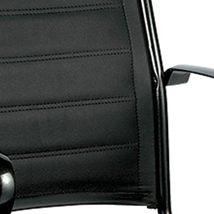 Black Adjustable Swivel Faux Leather Rolling Office Chair Image 4