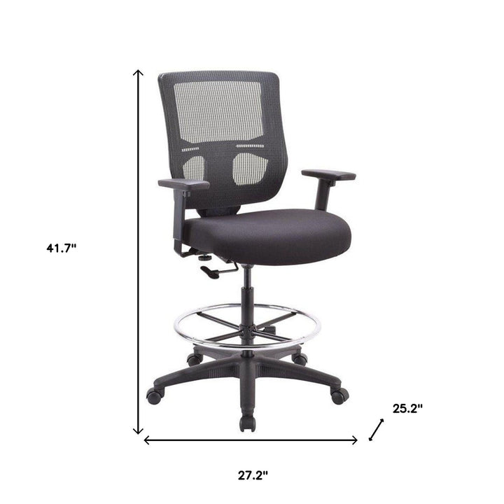 Black Adjustable Swivel Mesh Rolling Drafting Chair Image 4