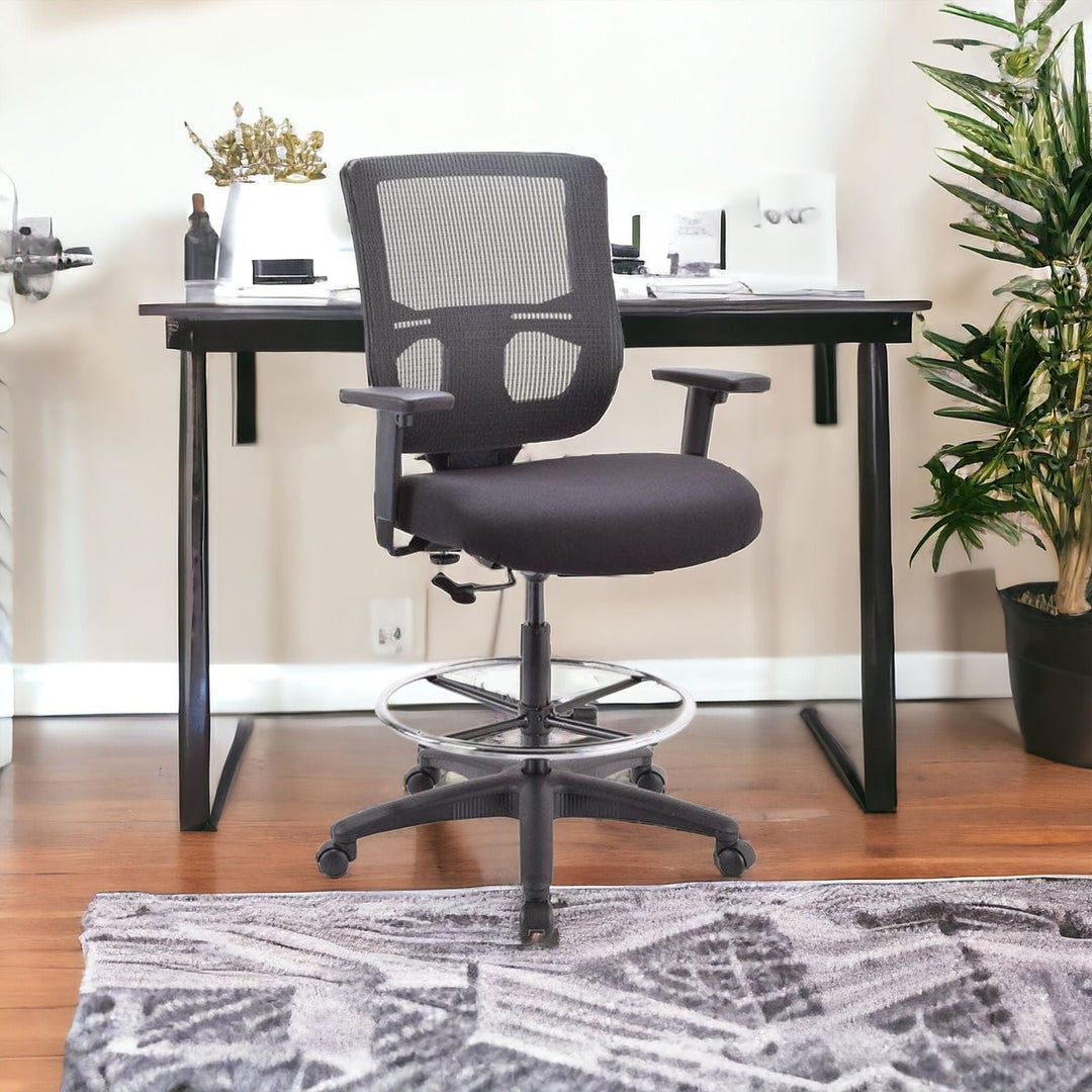 Black Adjustable Swivel Mesh Rolling Drafting Chair Image 7