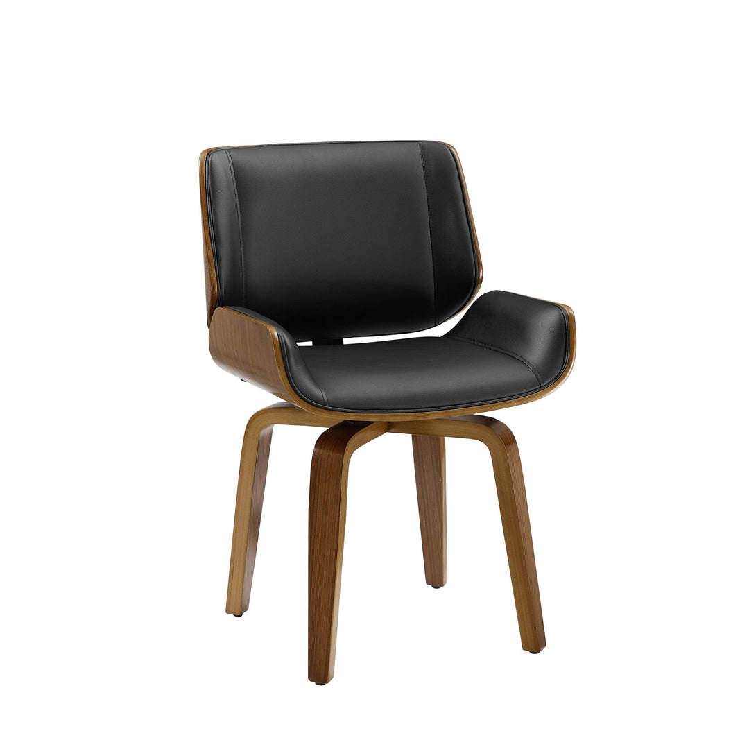 Black And Brown Upholstered Faux Leather Curved Back Dining Side Chair Image 4