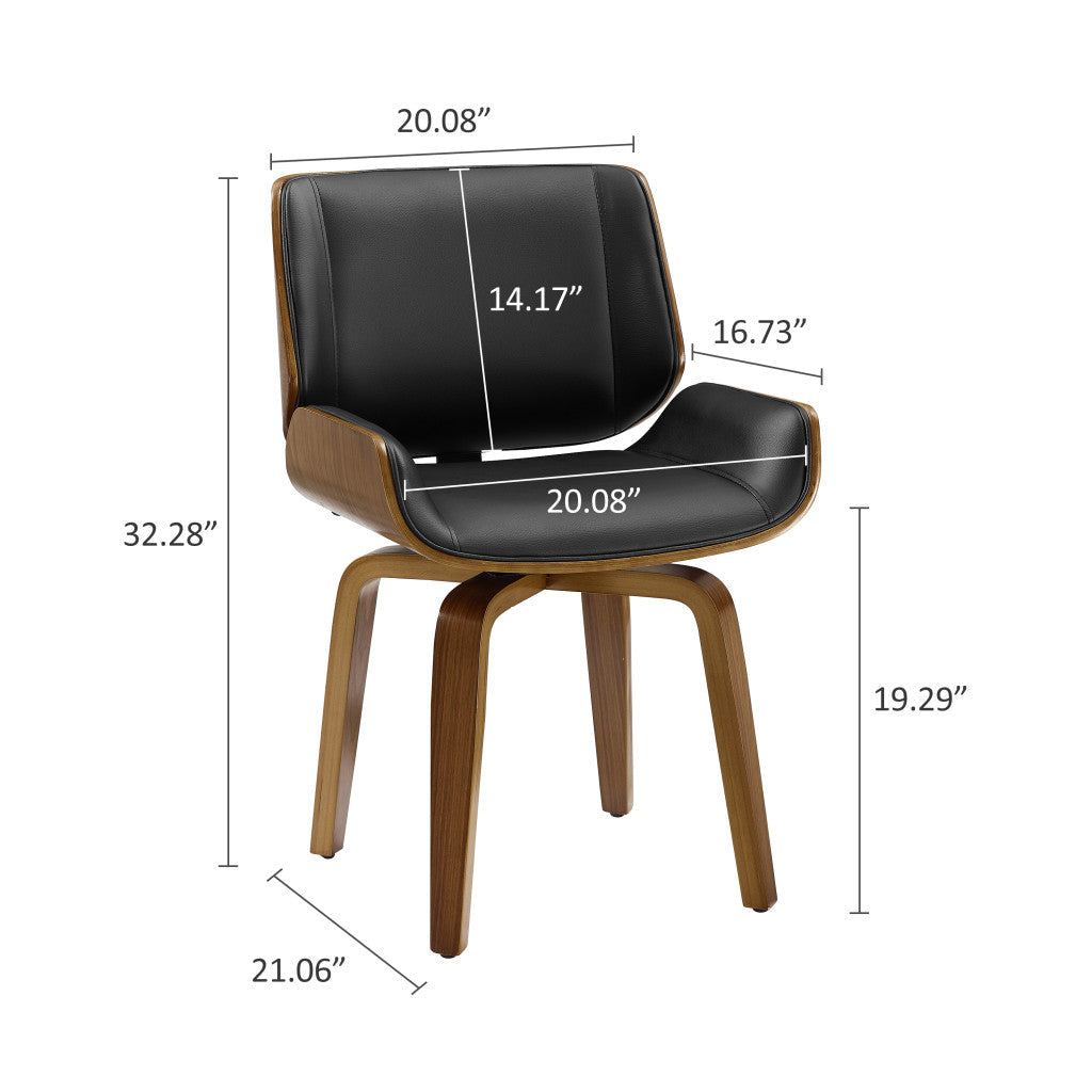 Black And Brown Upholstered Faux Leather Curved Back Dining Side Chair Image 8