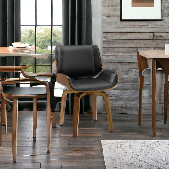 Black And Brown Upholstered Faux Leather Curved Back Dining Side Chair Image 9