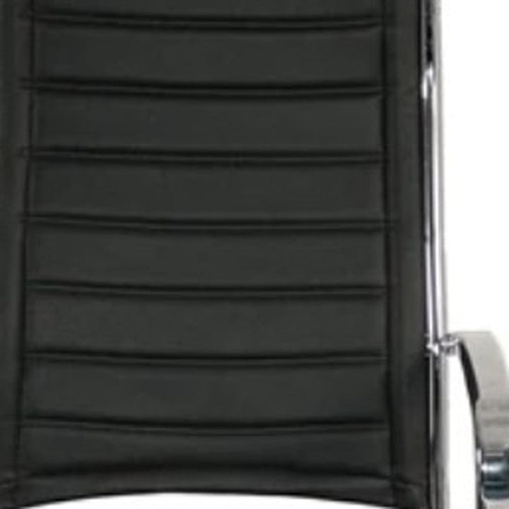 Black and Silver Adjustable Swivel Faux Leather Rolling Office Chair Image 5