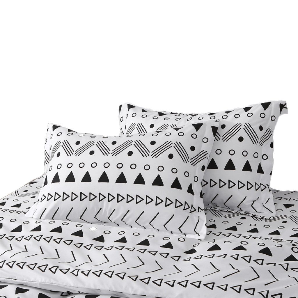 Black and White Queen Microfiber 1400 Thread Count Washable Duvet Cover Set Image 3