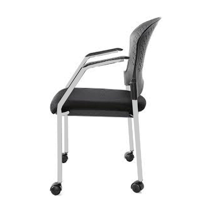 Black and White Plastic Rolling Office Chair Image 1