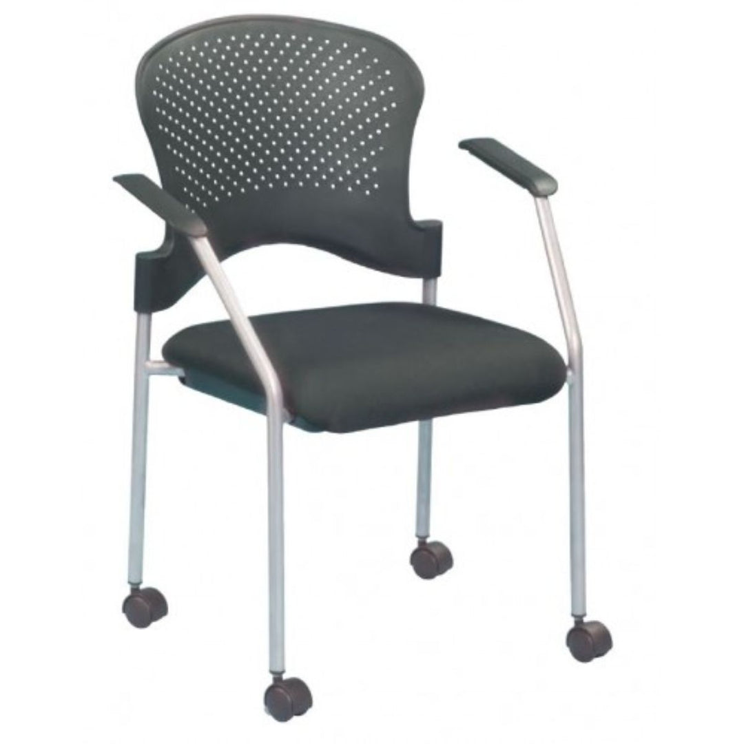 Black and White Plastic Rolling Office Chair Image 3