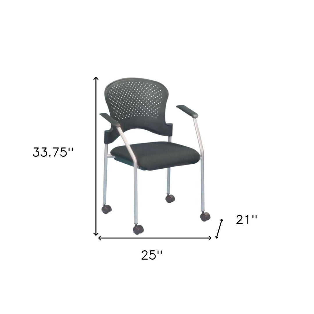 Black and White Plastic Rolling Office Chair Image 5