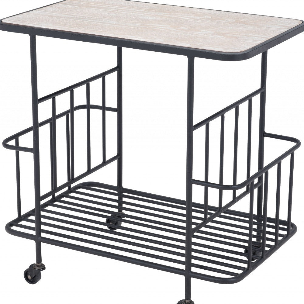 Black and White Steel Rolling Bar Cart Image 11