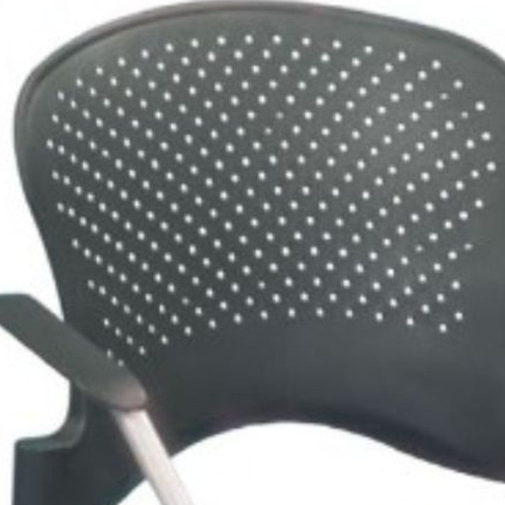 Black and White Plastic Rolling Office Chair Image 6