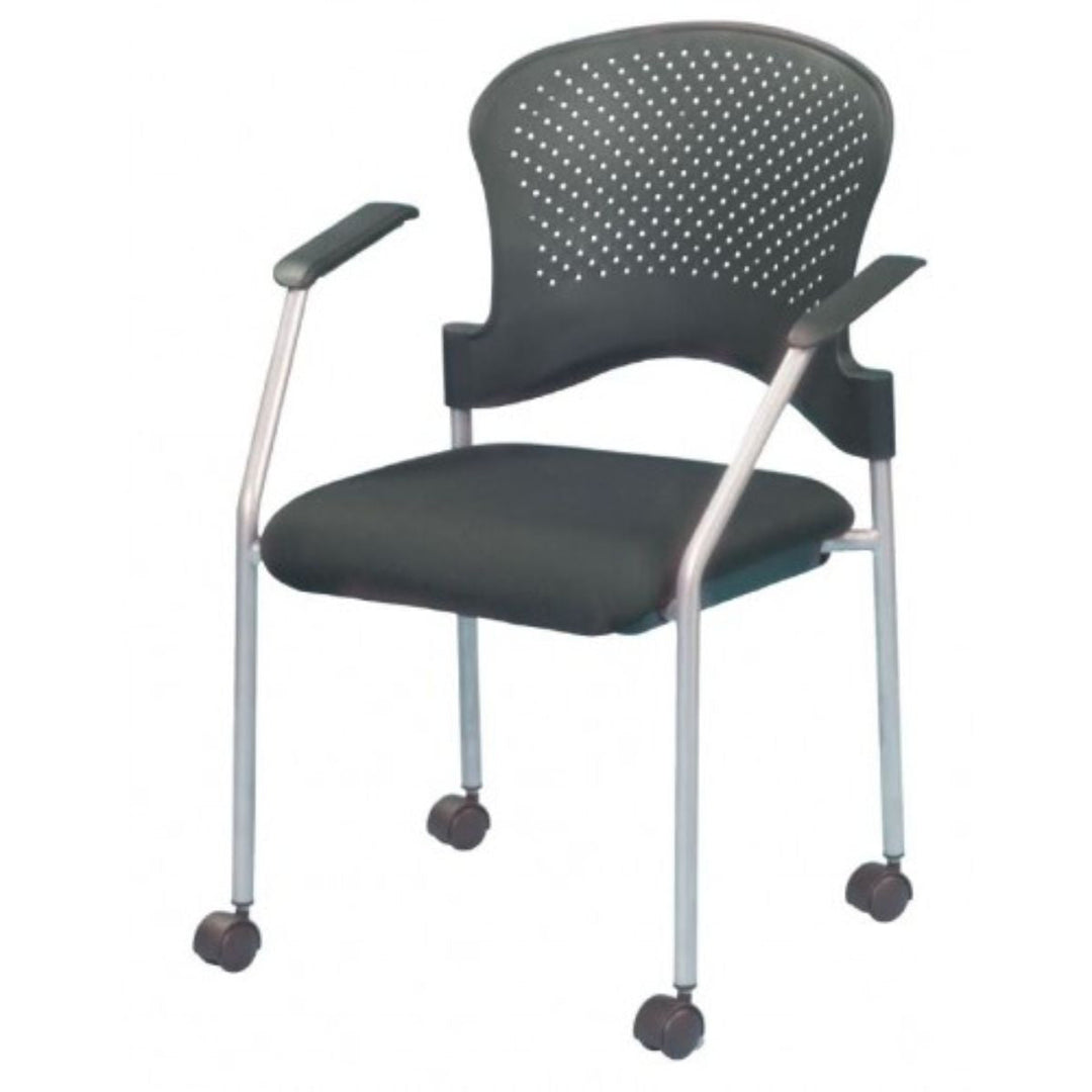 Black and White Plastic Rolling Office Chair Image 7