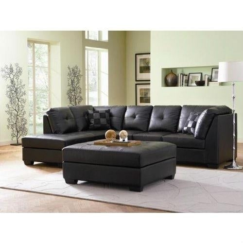 Black Bonded Leather Sectional Sofa with Left Side Chaise Image 1