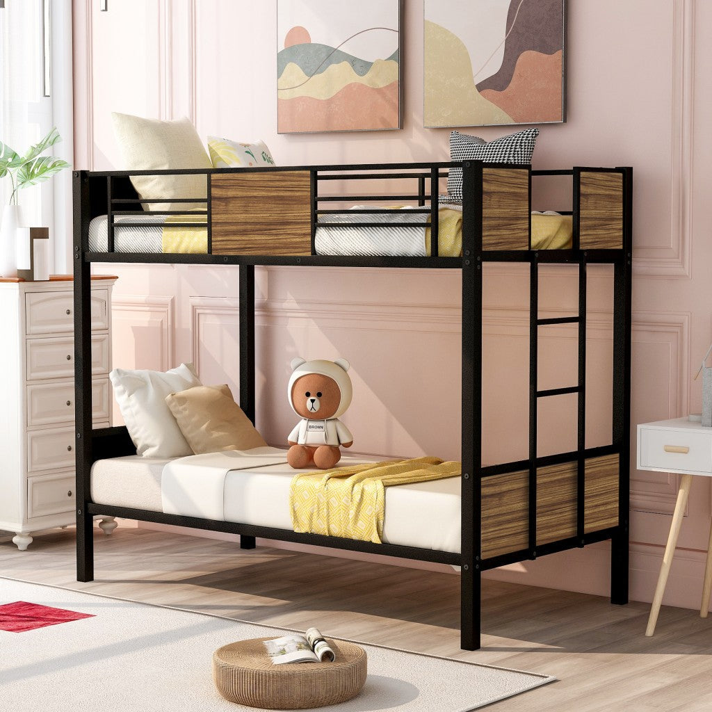 Black Brown Twin Over Twin Bunk Bed Image 1