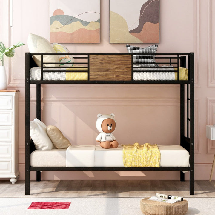 Black Brown Twin Over Twin Bunk Bed Image 2