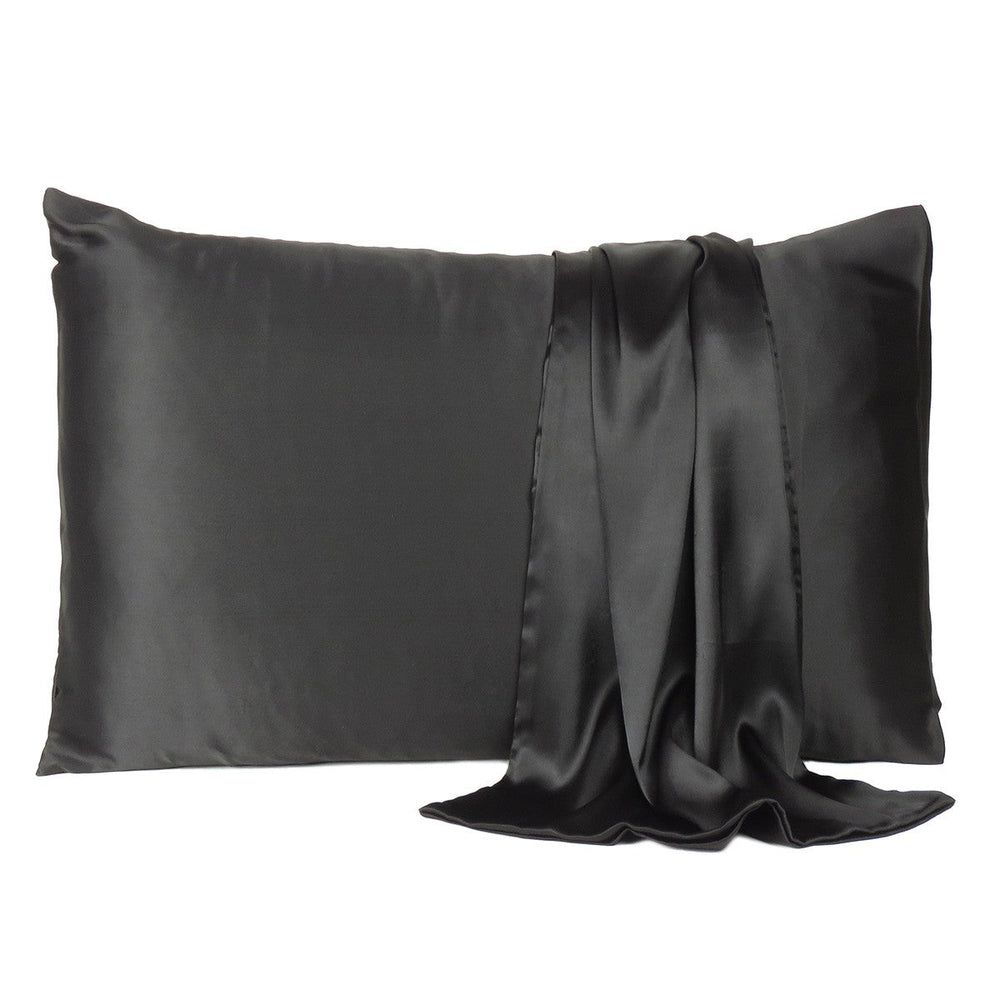 Black Dreamy Set Of 2 Silky Satin Standard Pillowcases Image 2