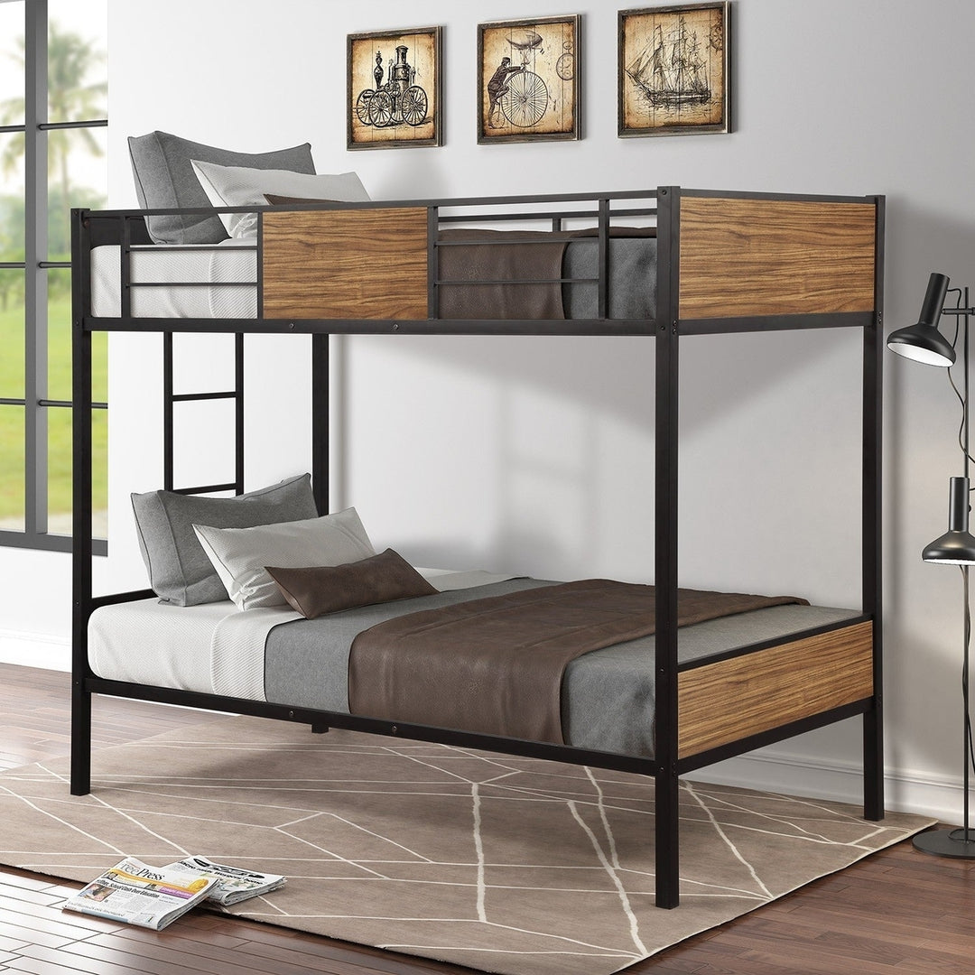 Black Brown Twin Over Twin Bunk Bed Image 5