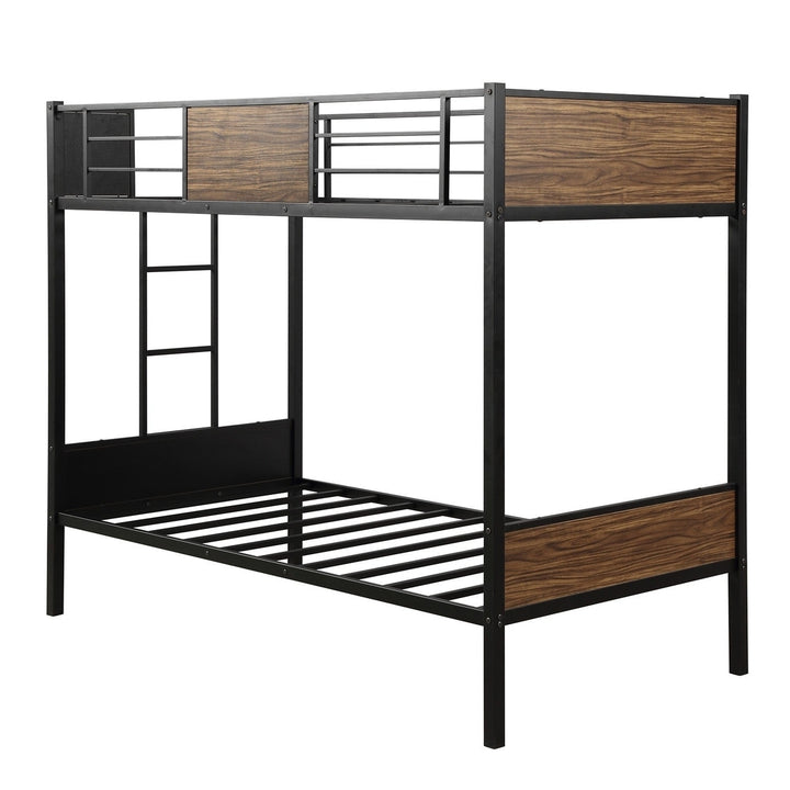 Black Brown Twin Over Twin Bunk Bed Image 6