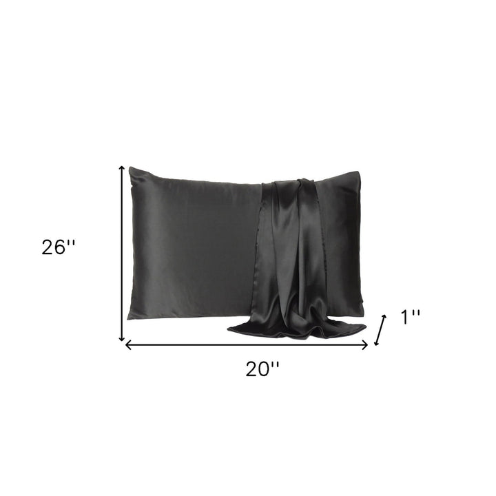 Black Dreamy Set Of 2 Silky Satin Standard Pillowcases Image 7