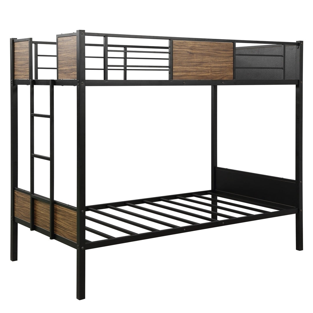 Black Brown Twin Over Twin Bunk Bed Image 8