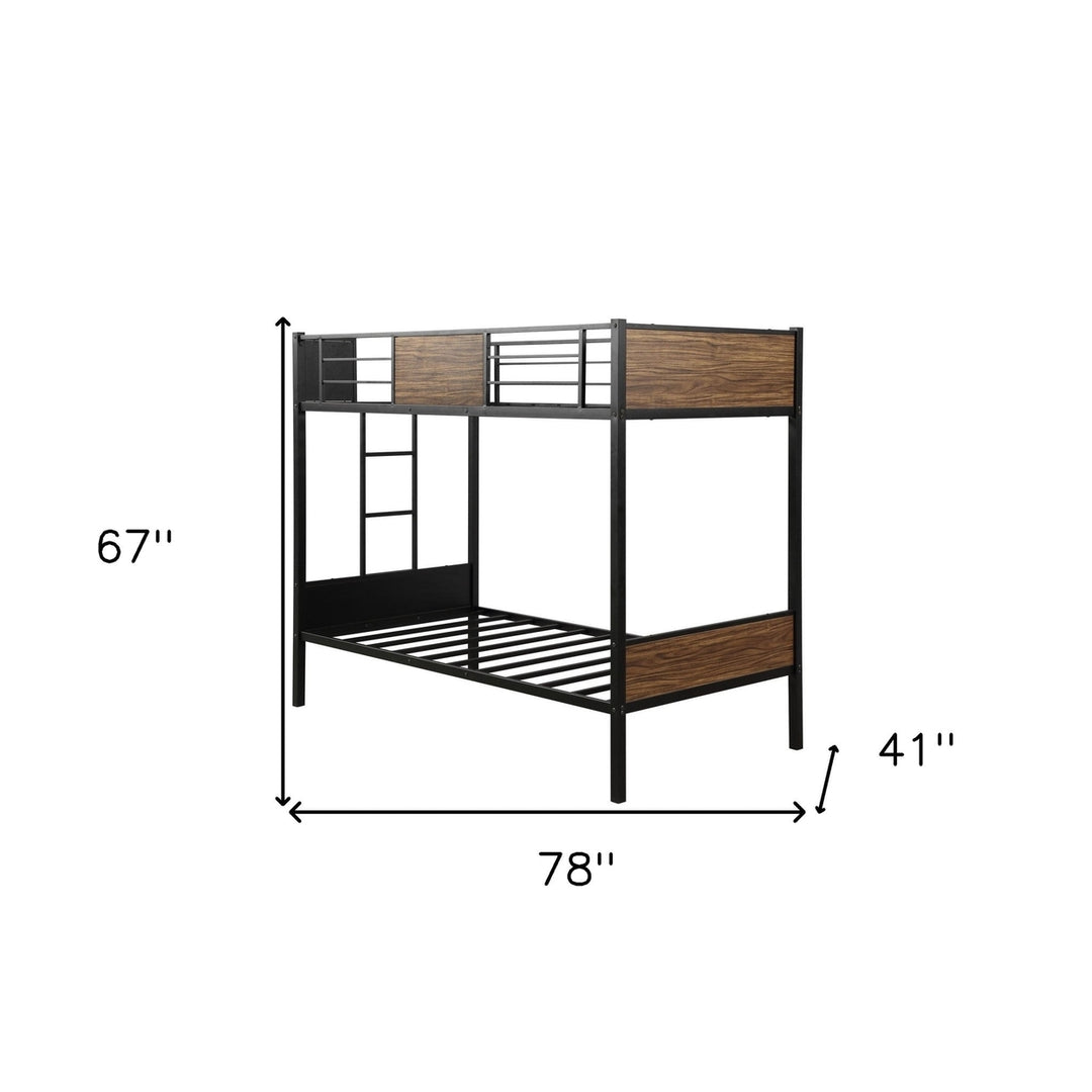 Black Brown Twin Over Twin Bunk Bed Image 10