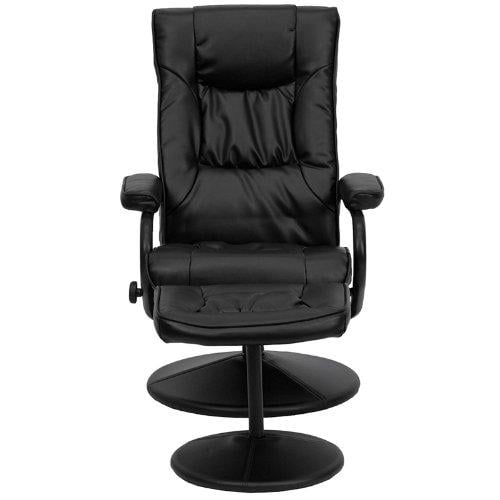 Black Faux Leather Recliner Chair with Swivel Seat and Ottoman Image 3