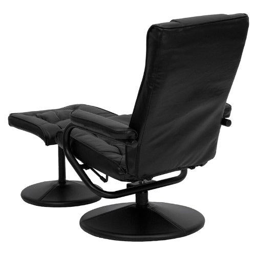 Black Faux Leather Recliner Chair with Swivel Seat and Ottoman Image 4