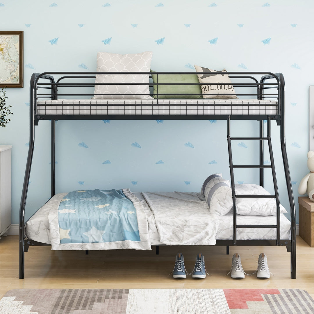 Black Heavy Duty Twin Over Full Metal Bunk Bed Image 1