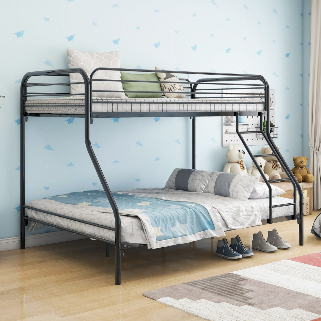 Black Heavy Duty Twin Over Full Metal Bunk Bed Image 2