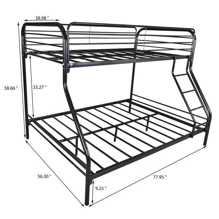 Black Heavy Duty Twin Over Full Metal Bunk Bed Image 6