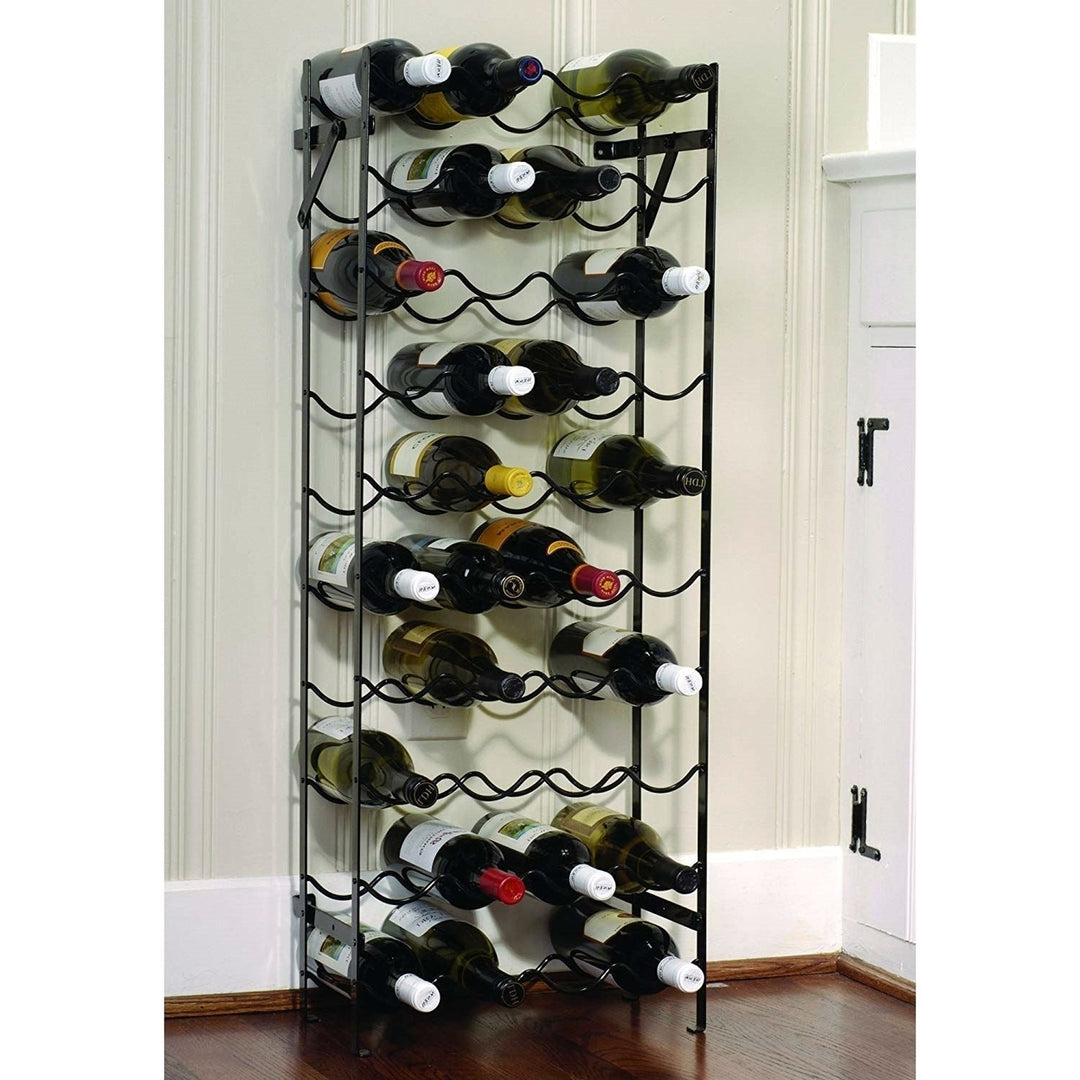 Black Metal 40-Bottle Wine Rack with Wall Anchors Image 3