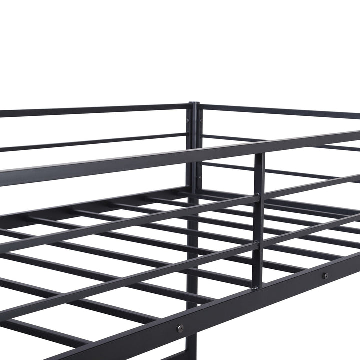 Black Metal Twin Size Loft Bed with Desk Image 4