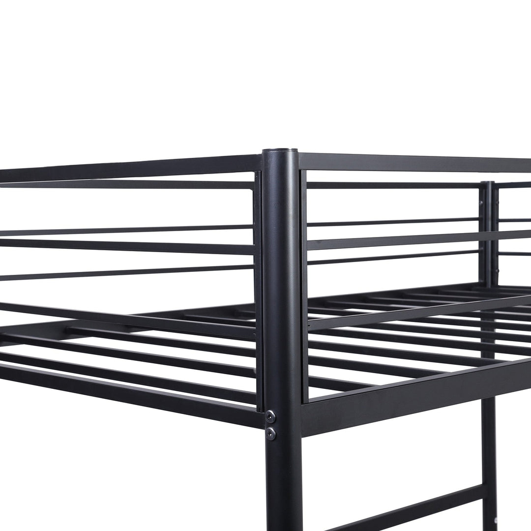 Black Metal Twin Size Loft Bed with Desk Image 7