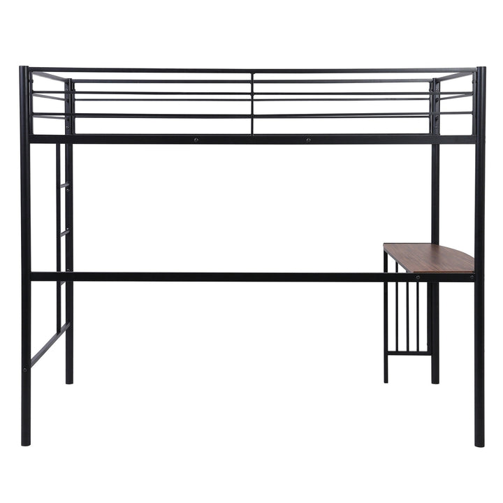 Black Metal Twin Size Loft Bed with Desk Image 8