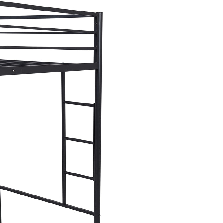 Black Metal Twin Size Loft Bed with Desk Image 9