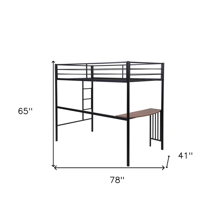 Black Metal Twin Size Loft Bed with Desk Image 10