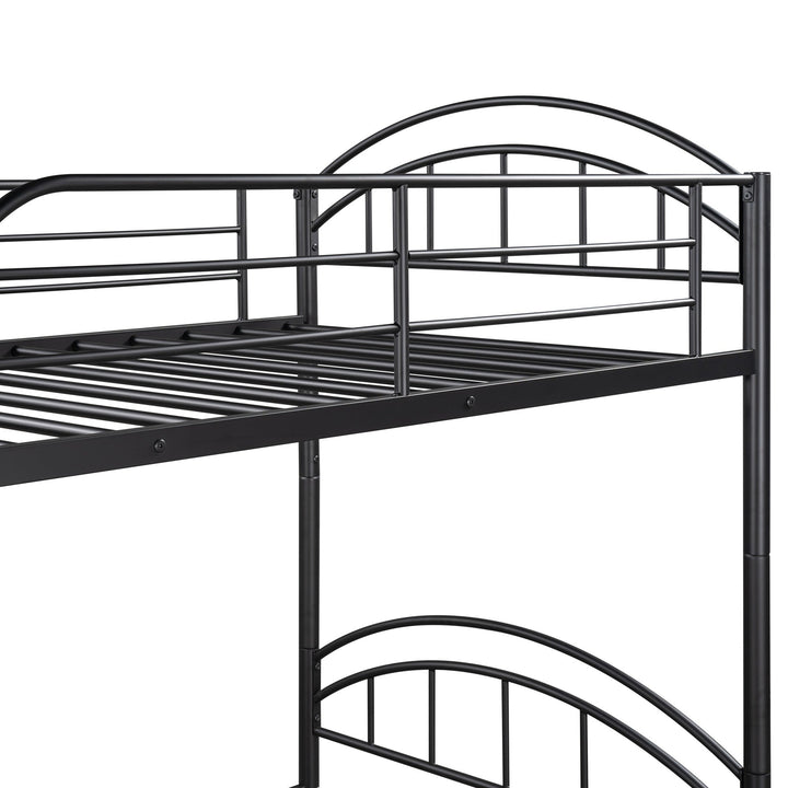 Black Modern Classic Twin Over Twin Metal Bunk Bed Image 6