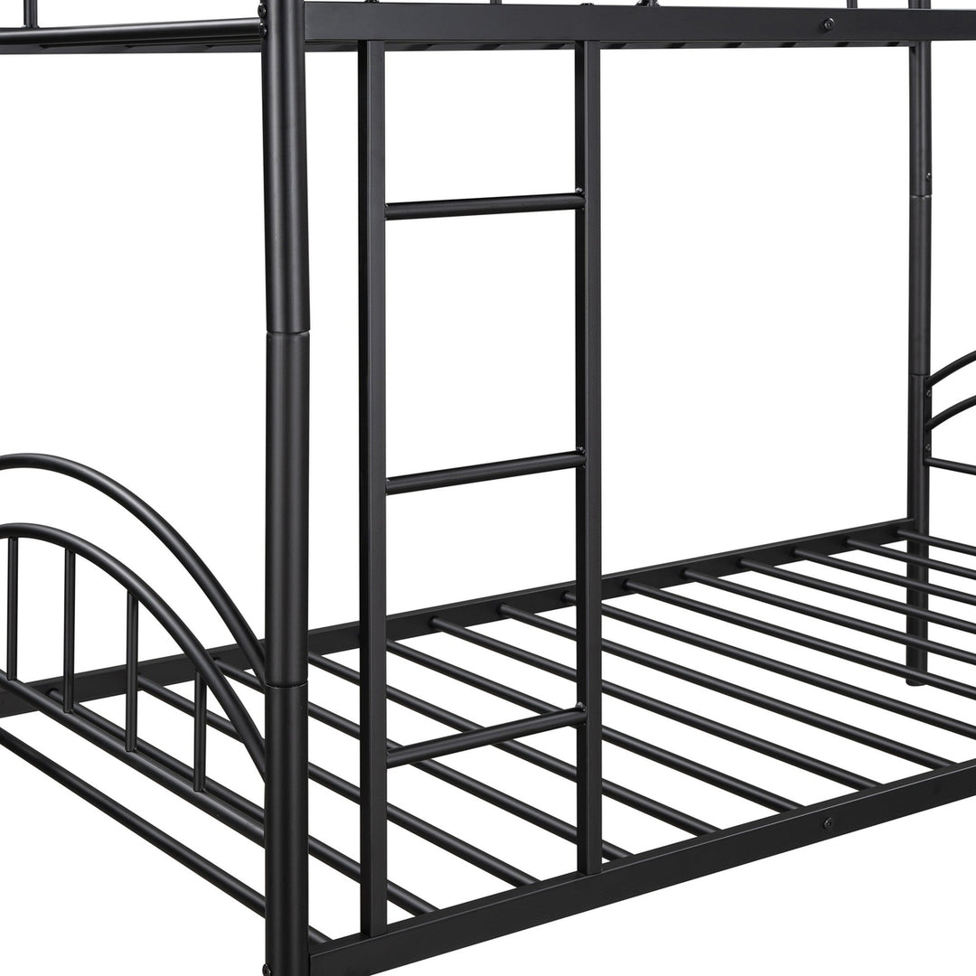 Black Modern Classic Twin Over Twin Metal Bunk Bed Image 9